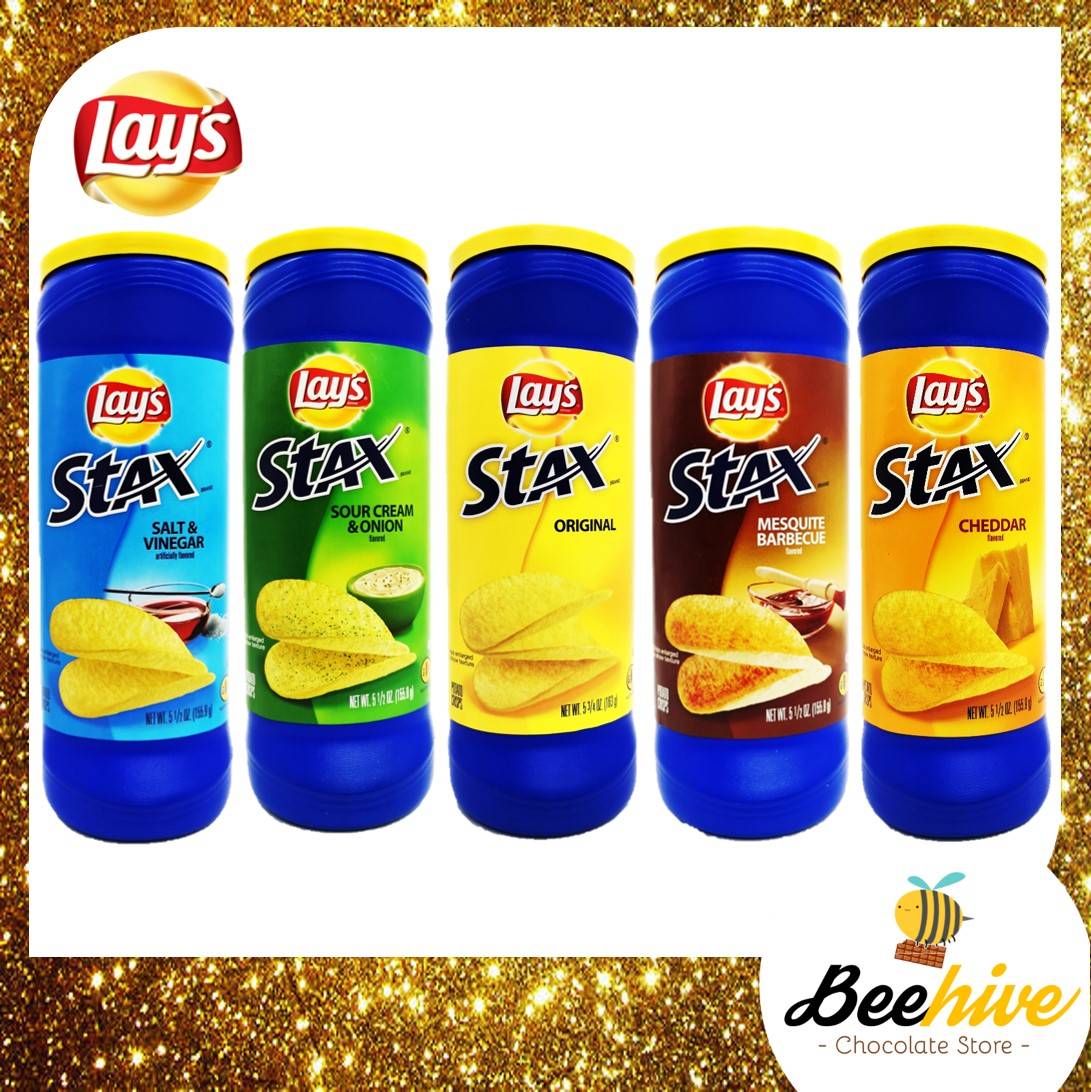 Lays Stax Salt n Vinegar Potato Chips 155g